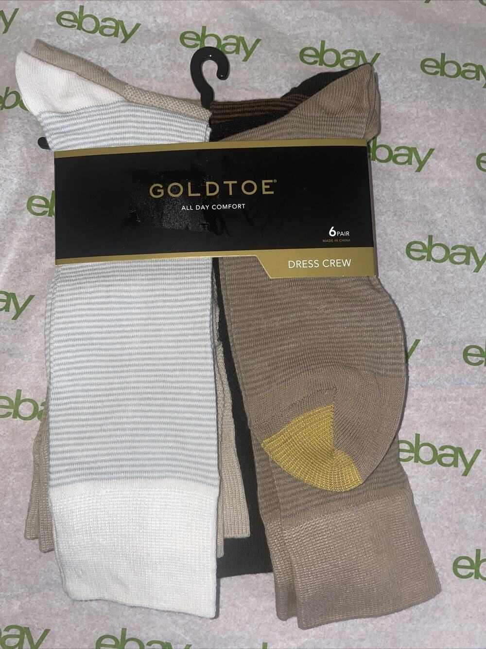 GoldToe Mens ADC 6 Pack Fashion Dress Crew Assorted Colors With Prints